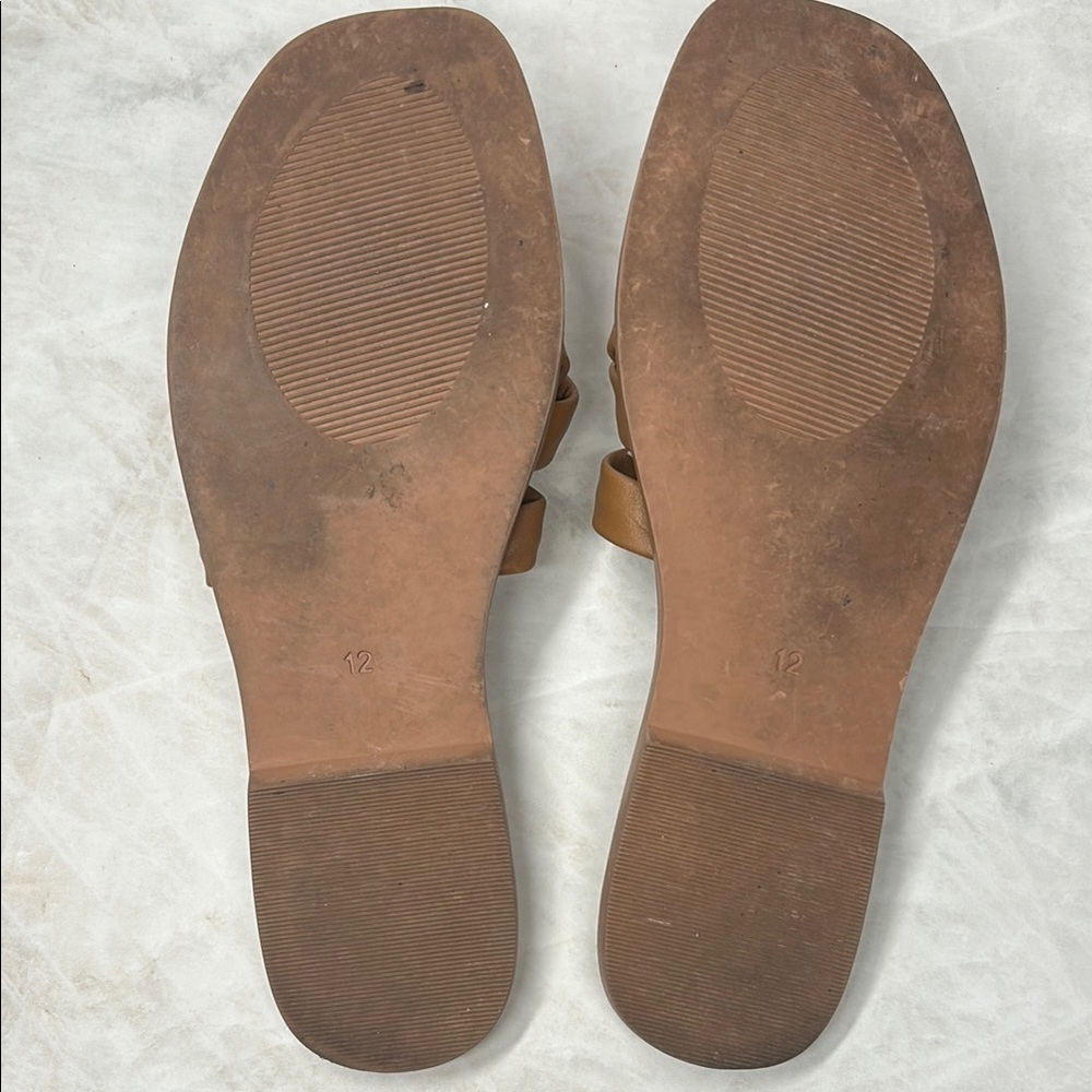 Crevo Women's Tan Chestnut Leather Slide Sandals | 12 - Picture 5 of 6